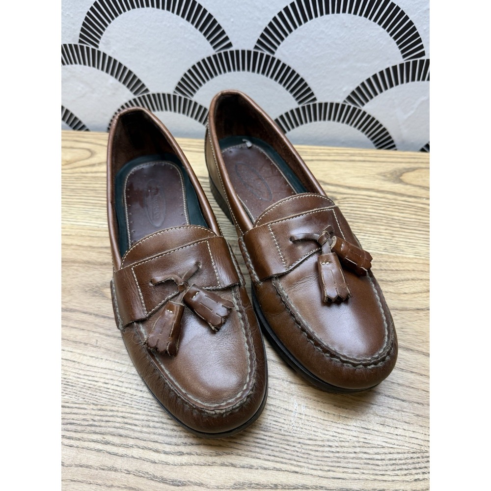 G.H. Bass Loafers‎ Mens 7D Brown Leather Tassel Boat Deck Shoes SlipOn